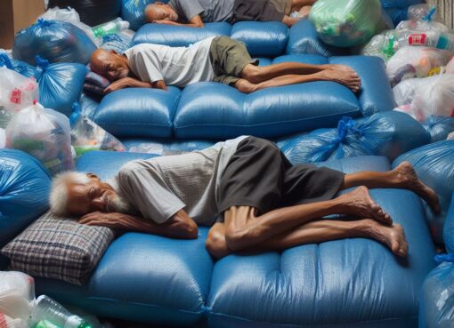 Turning Plastic Bags into Sleeping Mats